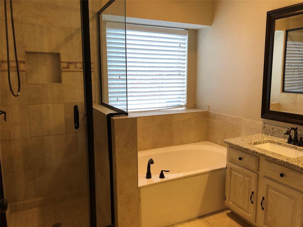 8301 Bells Street Frisco, TX 75035 - Photo 16 of 24 a bathroom with a tub a sink and a window