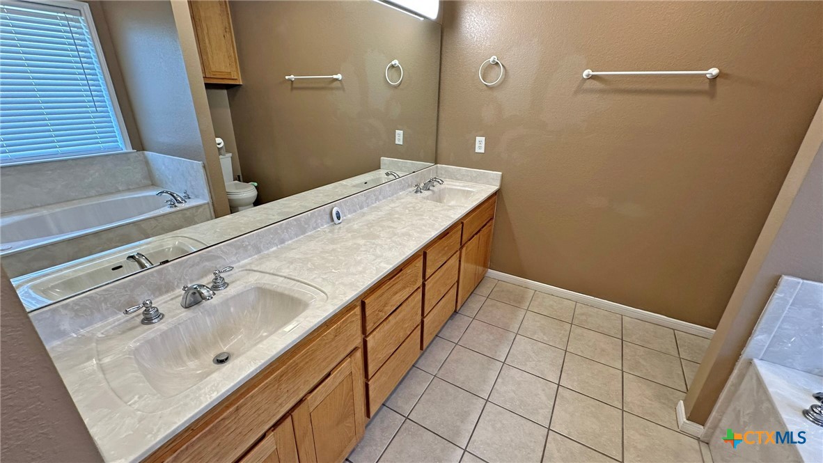 729 Armadillo Lane Kempner, TX 76539 - Photo 31 of 45 a bathroom with a sink a vanity and a mirror