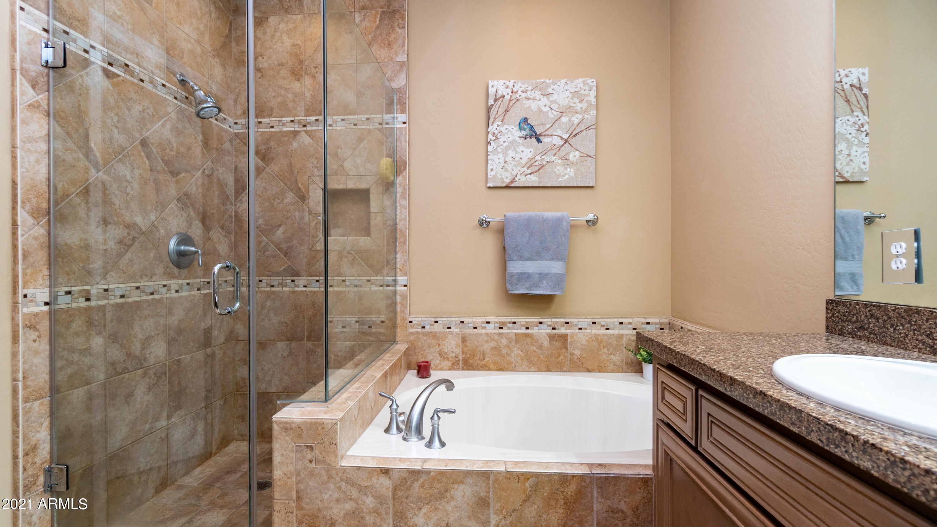 3935 East Rough Rider Road, Unit 1228 Phoenix, AZ 85050 - Photo 35 of 62 Separate Tiled Shower and Bathtub