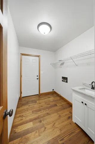 a view of a garage with furniture