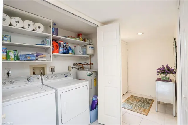 a storage room with washer and dryer