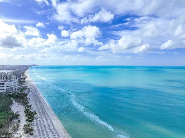 a view of an ocean with a big yard