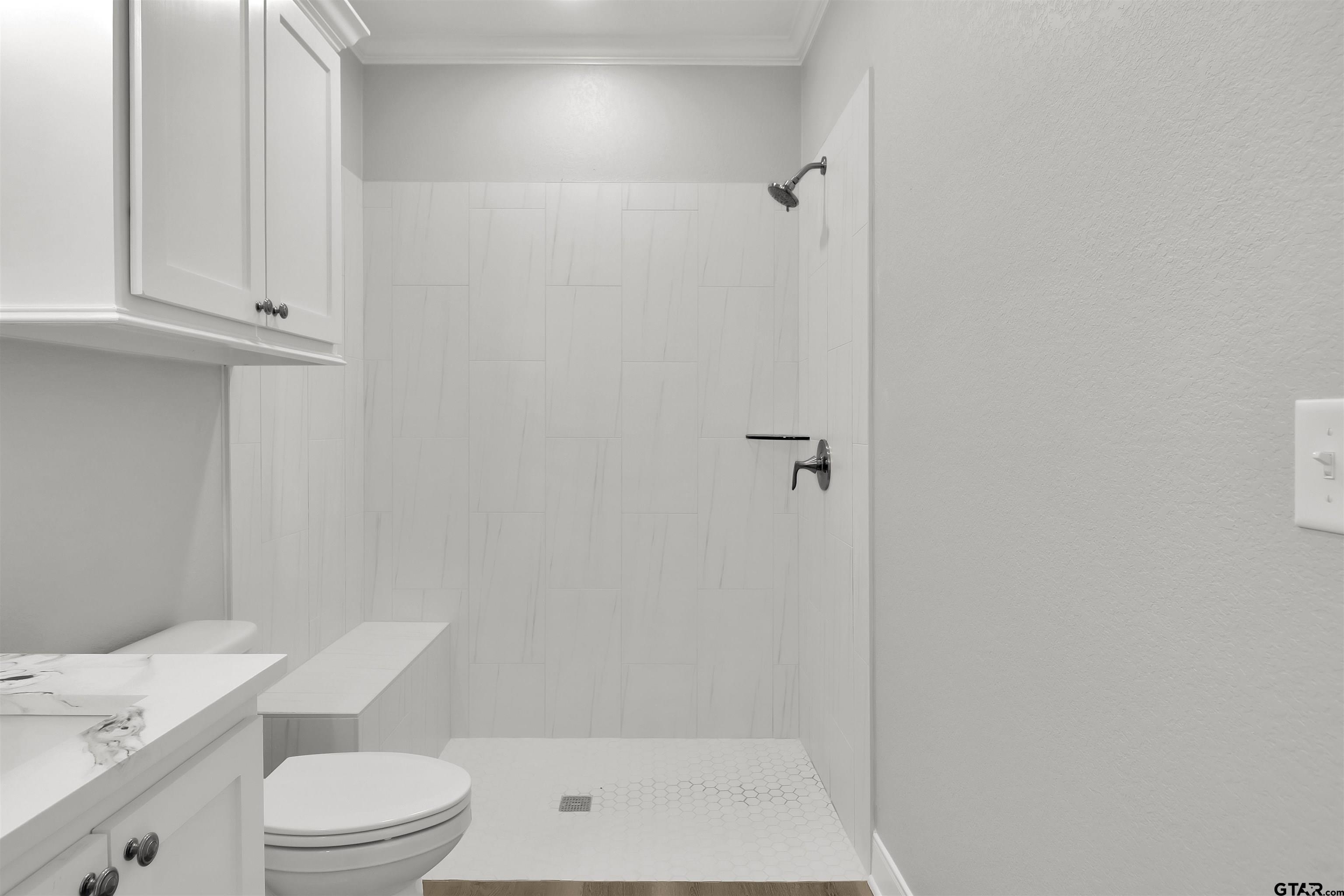 614 North Commerce Street Overton, TX 75684 - Photo 21 of 24 a bathroom with a sink a toilet and a shower