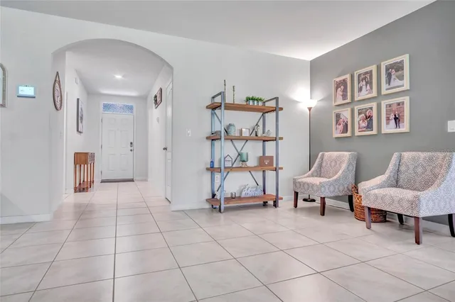 a living room with furniture