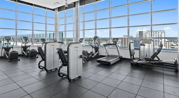 a view of a room with gym equipment