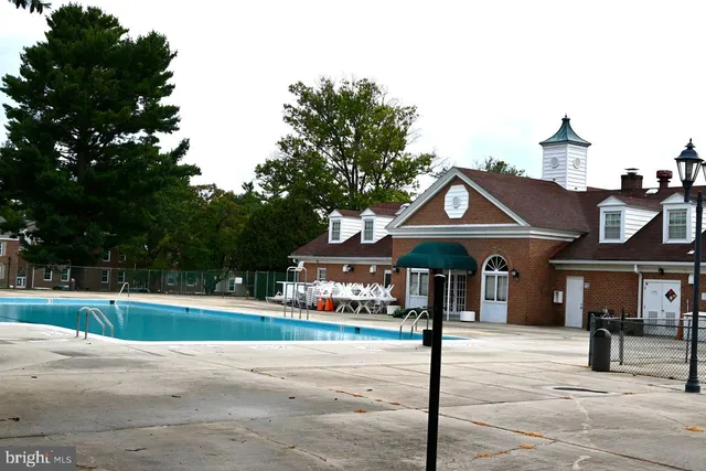 a front view of a building with street