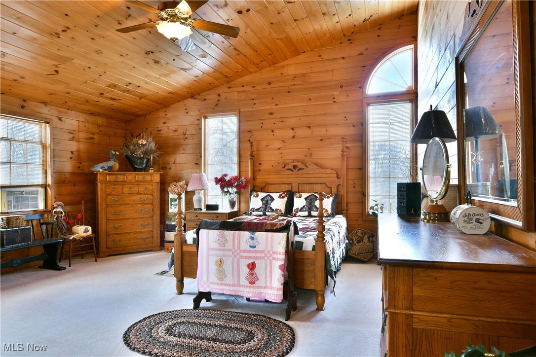 3339 Bushnell Campbell Road Fowler, OH 44418 - Photo 33 of 50 Bedroom with wooden ceiling, multiple windows, and vaulted ceiling