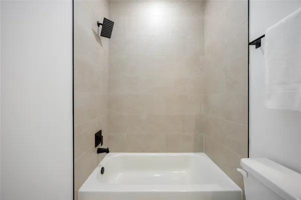 a bathroom with a bathtub