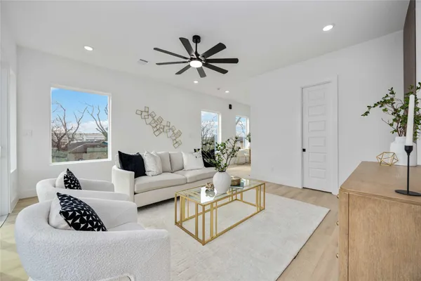 a living room with furniture