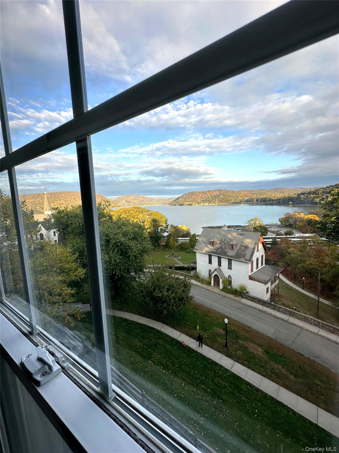 a view of a balcony with city view