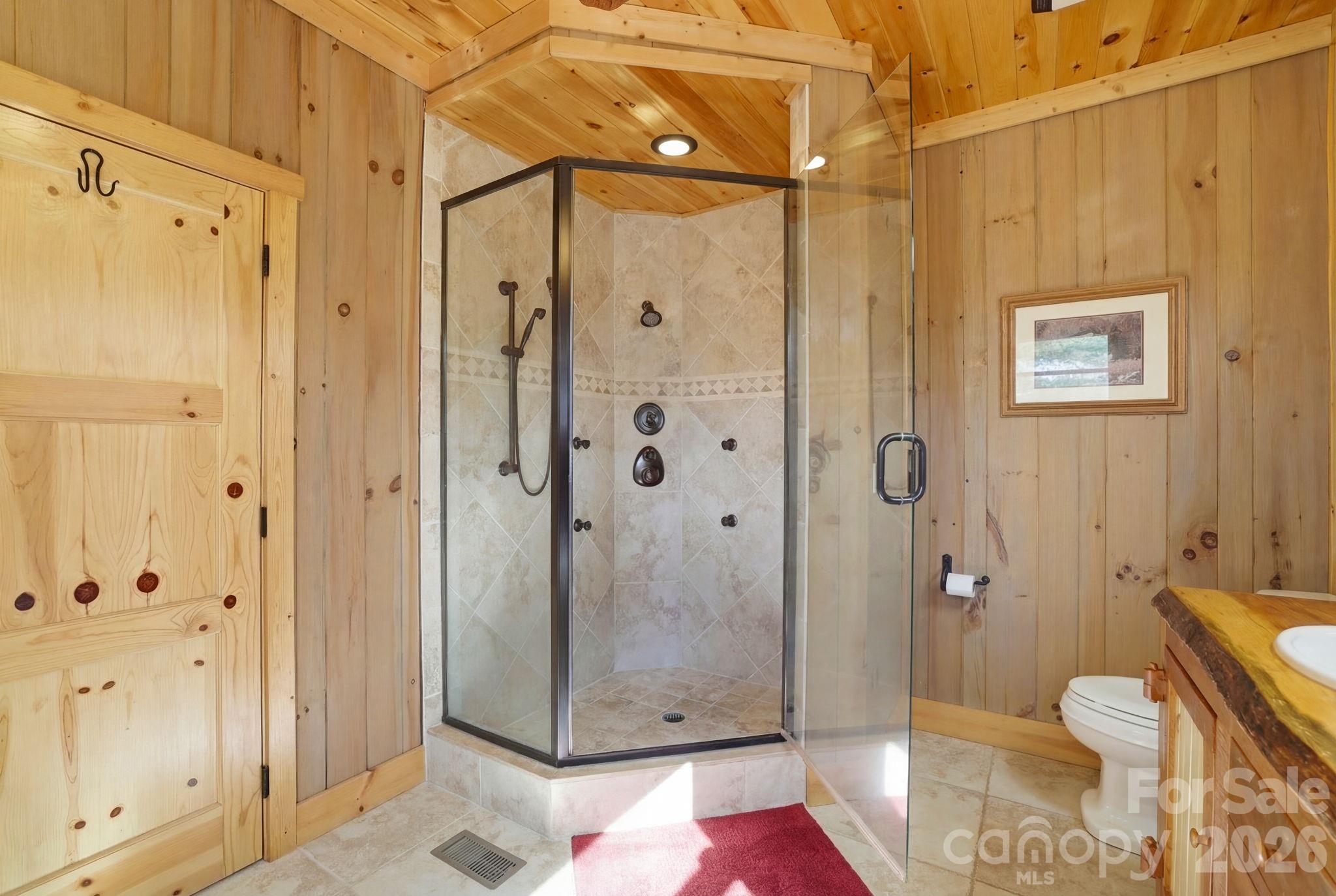 2150 Shell Stand Road Almond, NC 28702 - Photo 24 of 42 a bathroom with a shower and a toilet