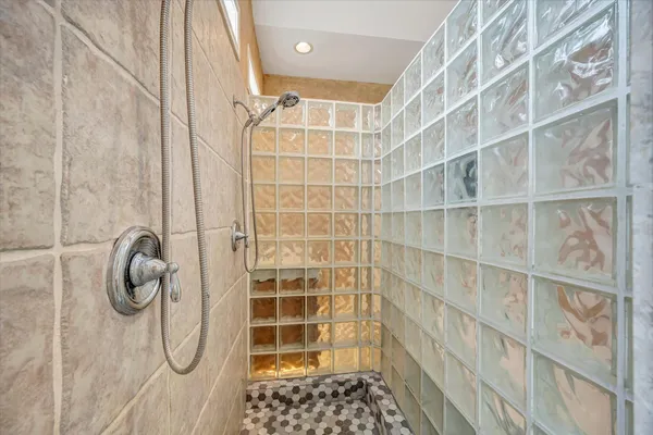 a bathroom with a shower