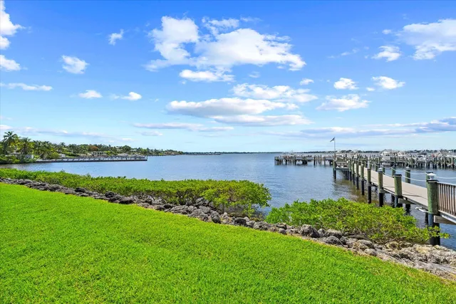 a view of a lake with a city