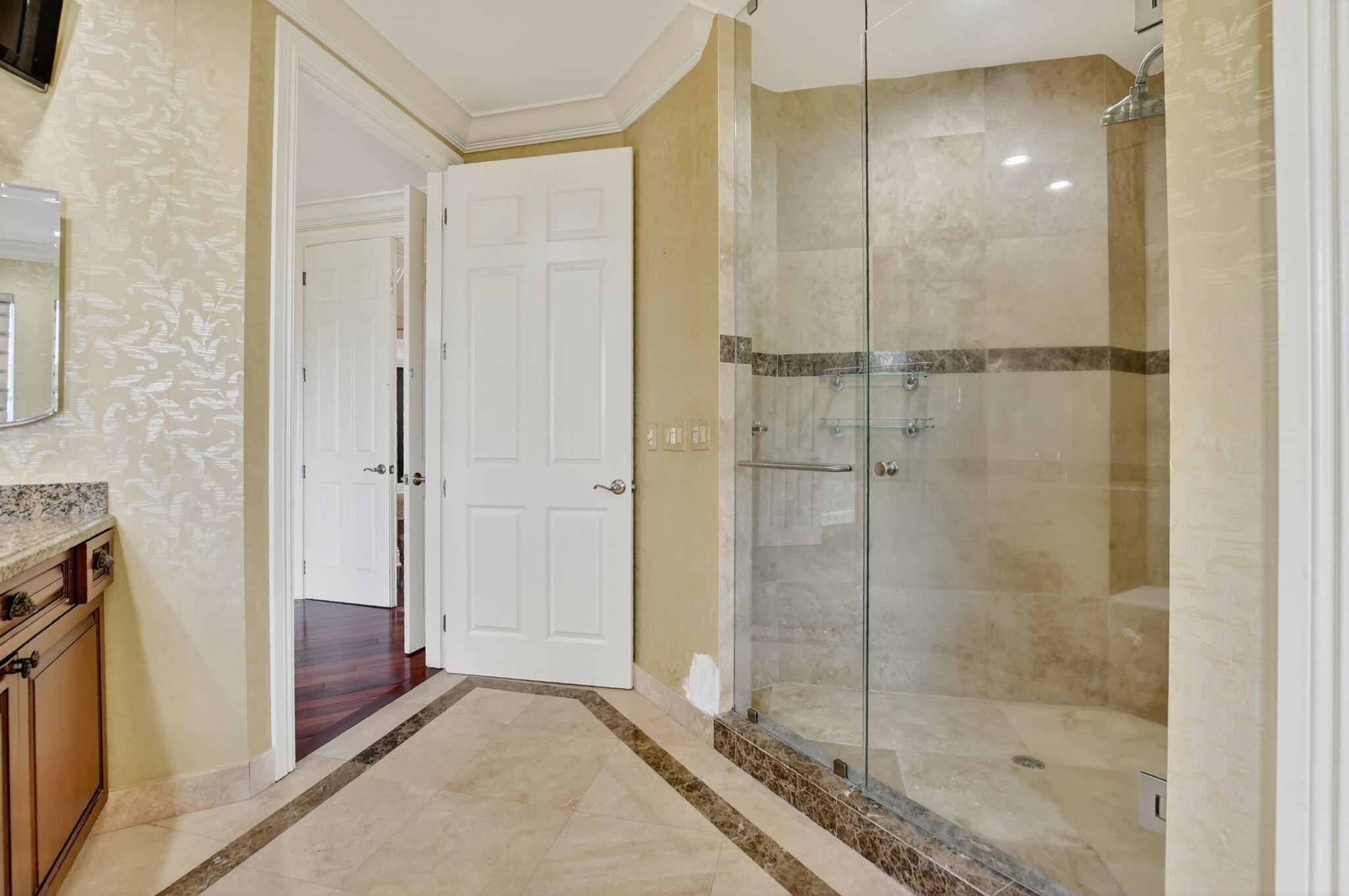 9833 Palma Vista Way Boca Raton, FL 33428 - Photo 34 of 45 a bathroom with a shower and a glass door