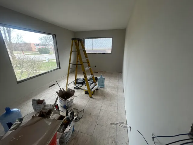 a view of a room with gym equipment