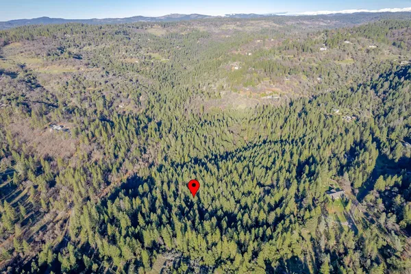 a view of a dry yard with an outdoor space