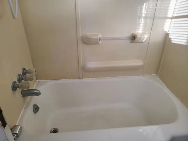 a bathroom with a bathtub