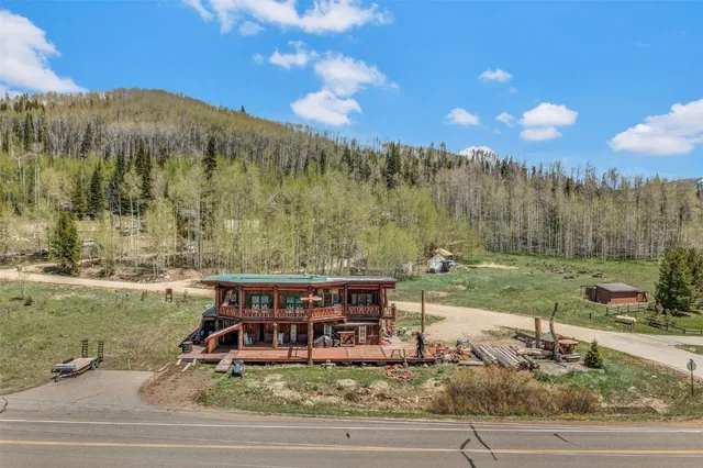a view of a lake with a terrace