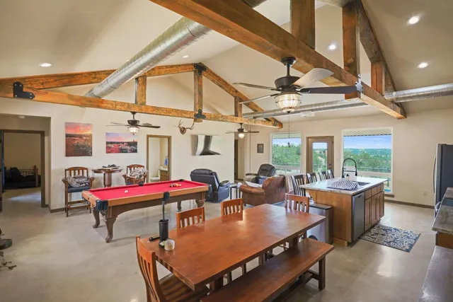 a outdoor space with furniture and flat screen tv