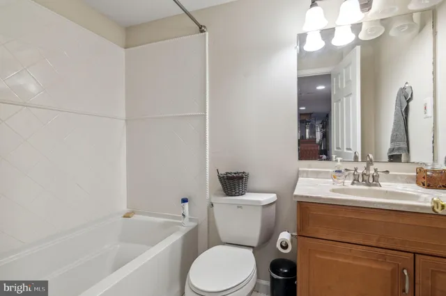 a bathroom with a bathtub