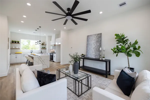 a living room with furniture