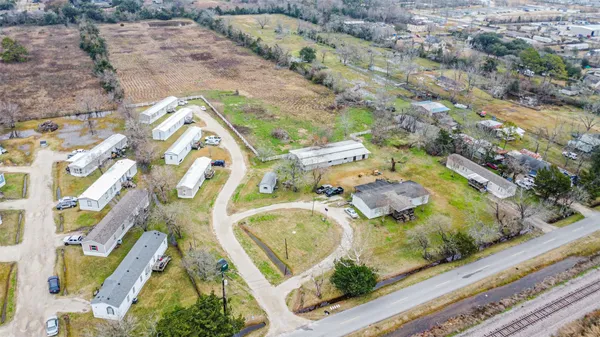 an aerial view of a multi story building