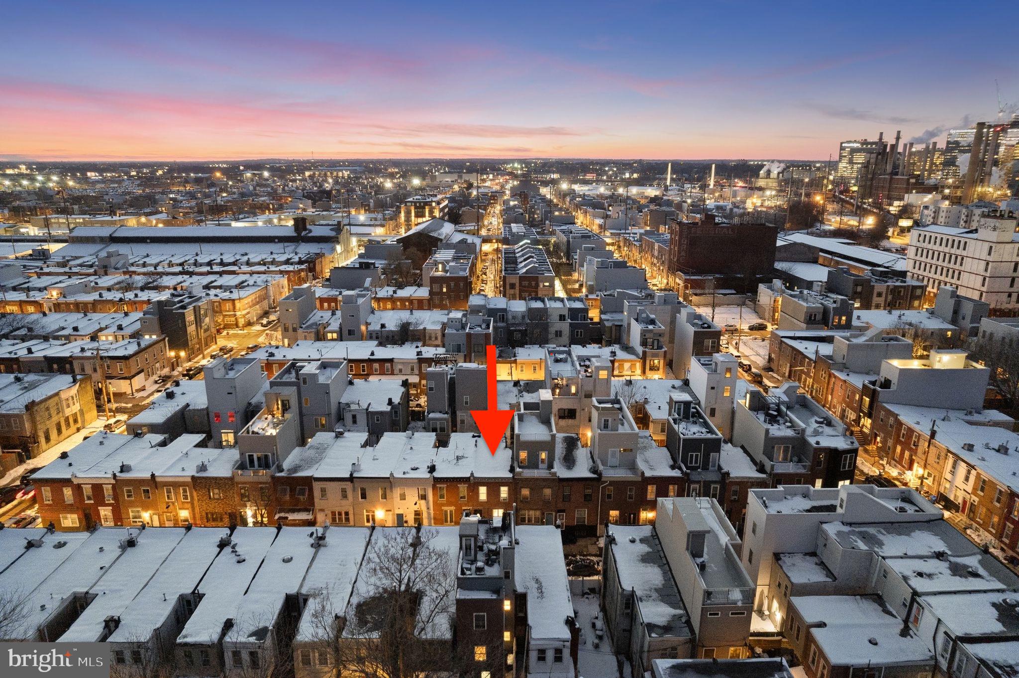 1216 South Bonsall Street Philadelphia, PA 19146 - Photo 23 of 24 Aerial Block View Twilight