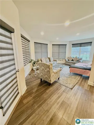 a living room with a couch and a table