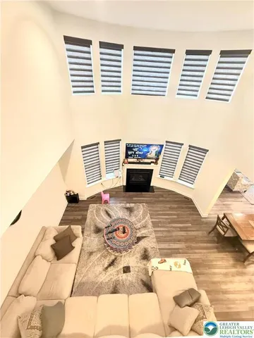 a view of a living room and a couch