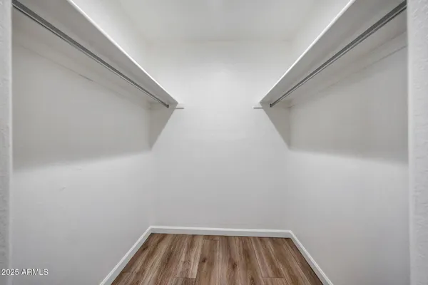 a view of small space with racks on the wall