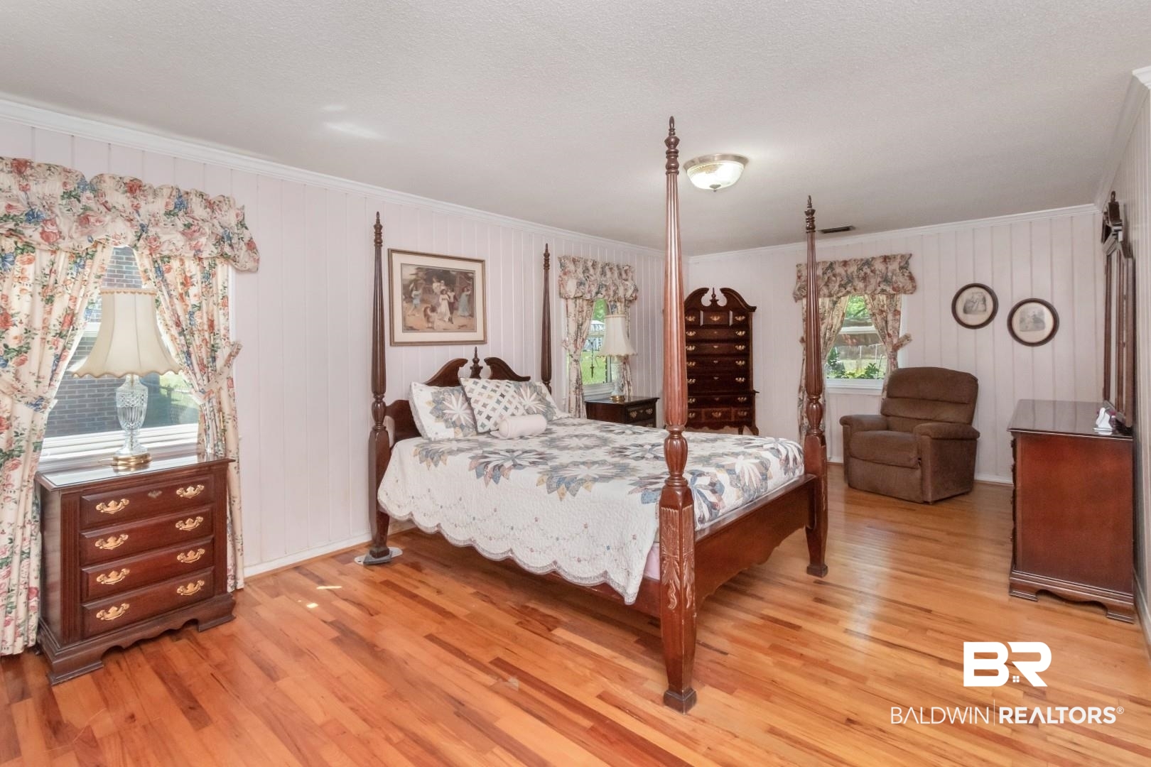 6300 Woodcrest Drive Mobile, AL 36608 - Photo 14 of 35 Bedroom featuring light wood-style flooring and ornamental molding
