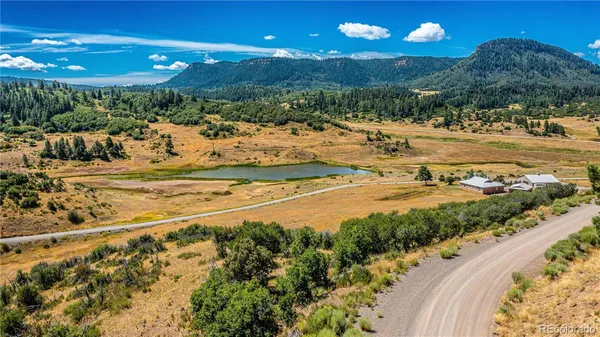 a view of a lake with a beach