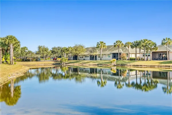 a view of a lake with houses