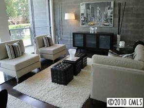 2116 McClintock Road, Unit 213 Charlotte, NC 28205 - Photo 4 of 8 a living room with furniture and a fireplace