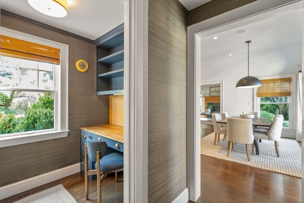 339 Pope Road Concord, MA 01742 - Photo 32 of 40 a view of a dining room with furniture window and wooden floor