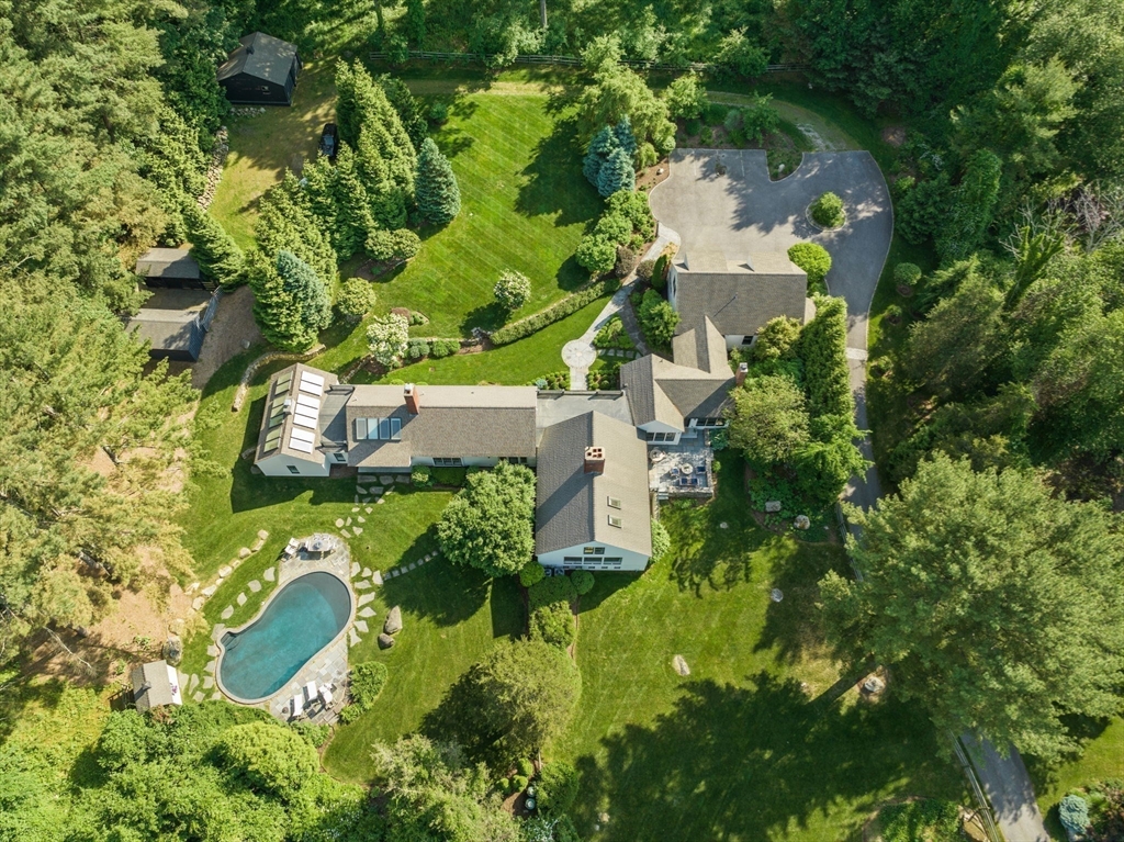 339 Pope Road Concord, MA 01742 - Photo 38 of 40 an aerial view of residential house with outdoor space and swimming pool