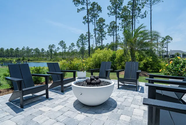a view of a yard with plants and trees