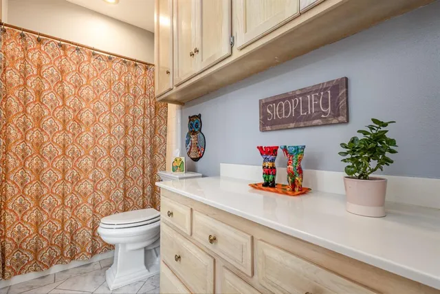 a kitchen with a sink a toilet and a shower