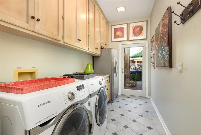 an aerial view of a kitchen