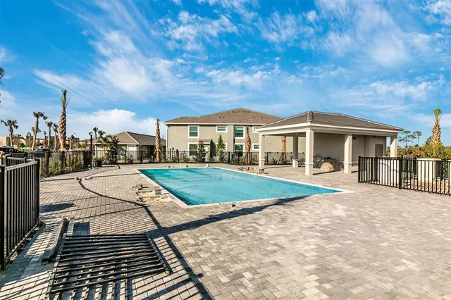 a view of a lake with a outdoor space