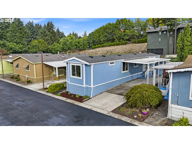 a aerial view of a house with a garden