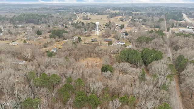 a view of a dry yard with trees