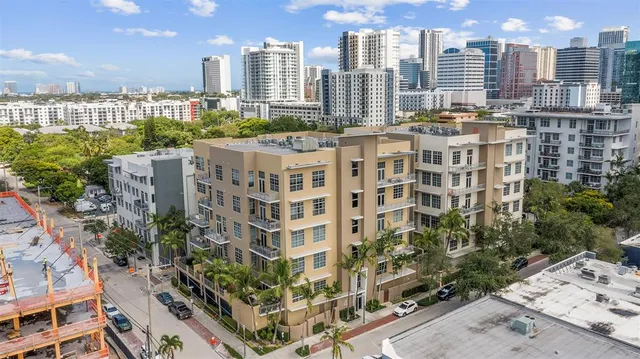 a view of a city that has tall buildings