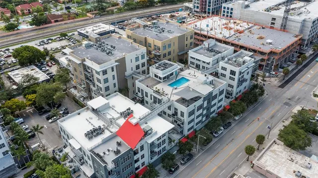 an aerial view of a house