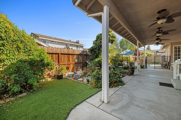 a view of a porch with a patio