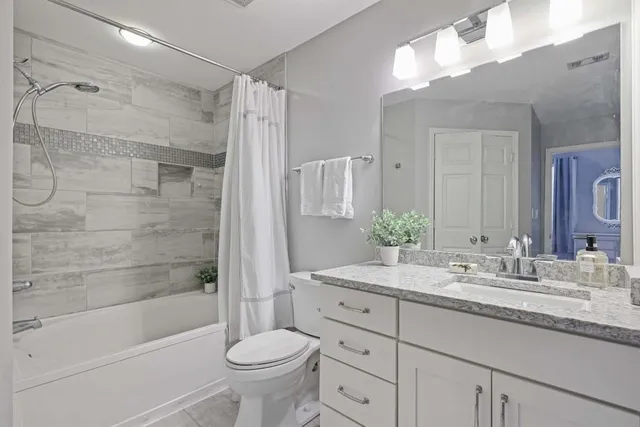 a bathroom with a bathtub