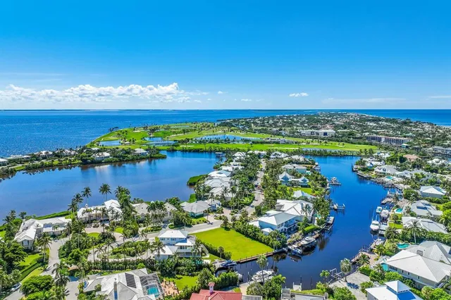 a view of a lake with a city