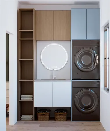 a bathroom with a glass door