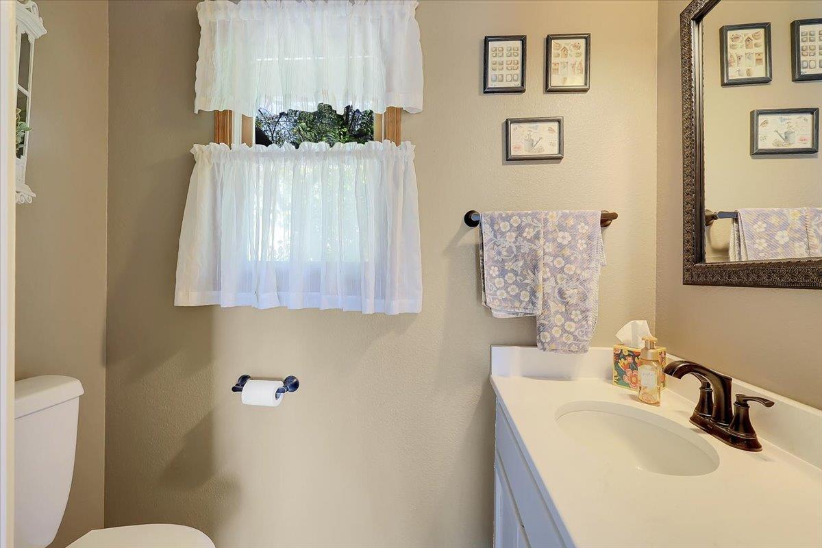 9521 Sicard Flat Road Browns Valley, CA 95918 - Photo 31 of 83 a bathroom with a sink mirror vanity and toilet
