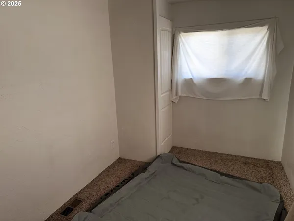 a view of small space with a door